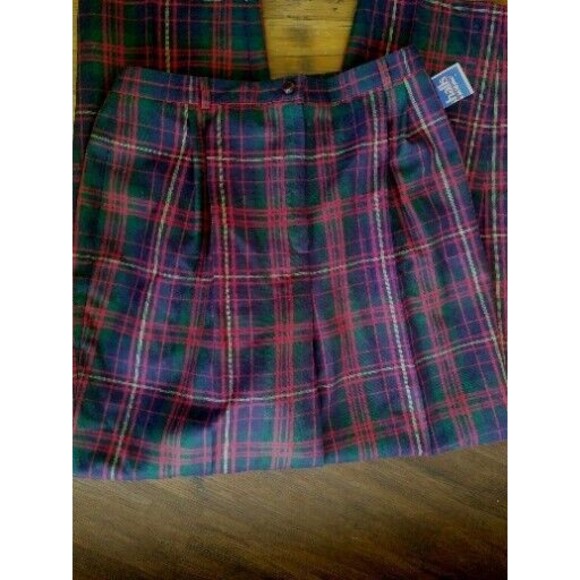 Vintage Deadstock Harve Benard Pleated Wool Plaid Trousers Sz14 80s 90s Academia - Picture 2 of 5